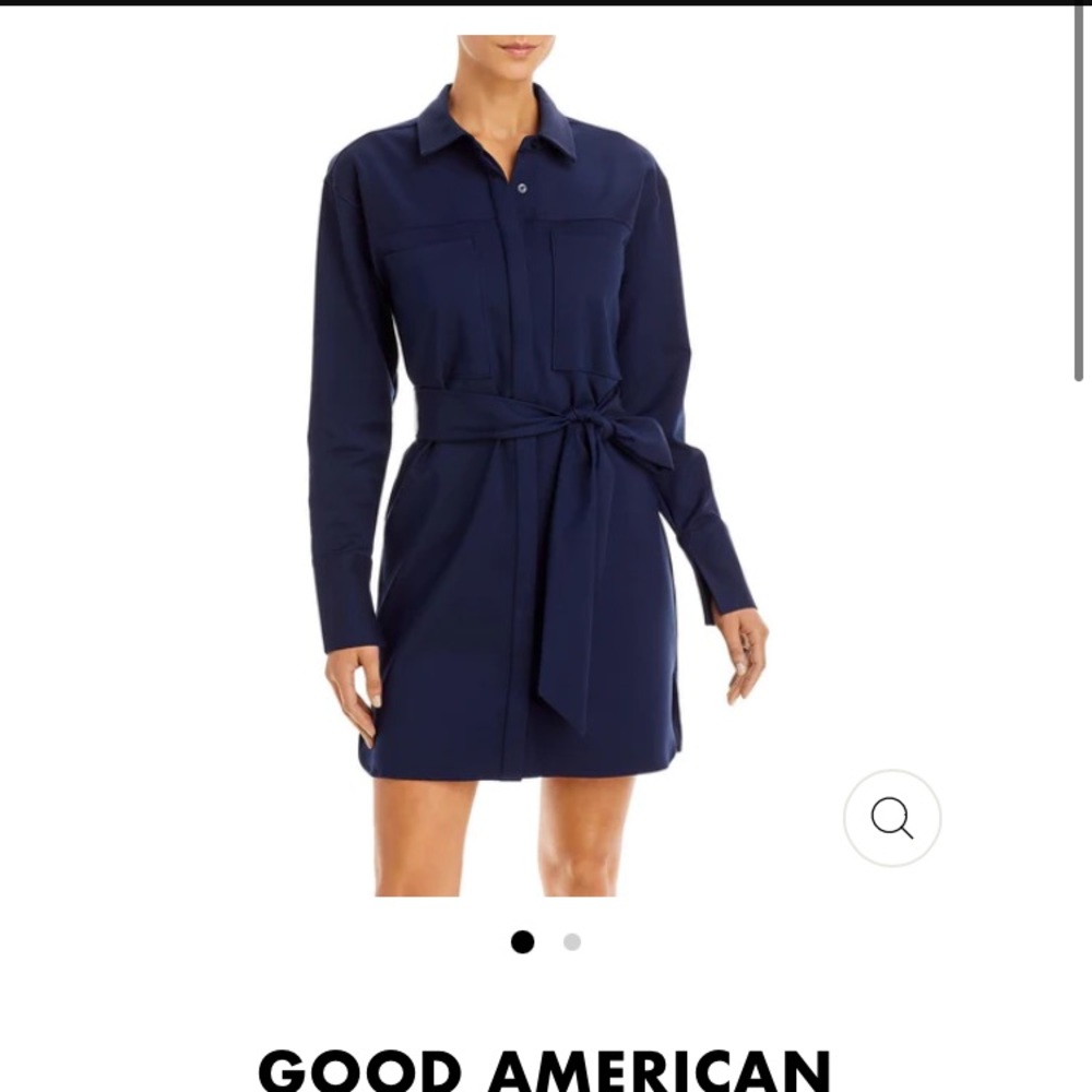 NWOT good American navy belted button down collar shirt dress